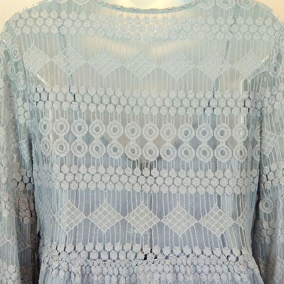 Romeo and Juliet heather blue baby doll lace mini dress sz M Boho Chic - Picture 8 of 12